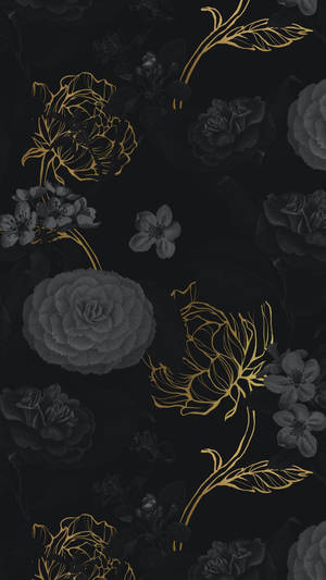 Flores Negras y Doradas para iPhone — Estética dorada Fondos de pantalla