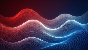 Olas abstractas en colores degradados de OnePlus, líneas fluidas.