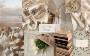 Fondo Beige Estético de Cosas de Laptop