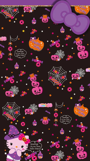 Fondo de Hello Kitty Halloween tema púrpura — Hello Kitty Halloween Fondos de pantalla