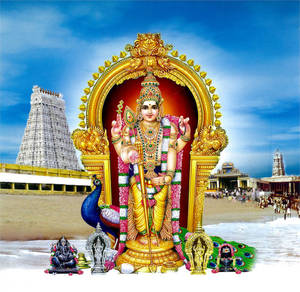 Fondo de Lord Murugan sobre el océano