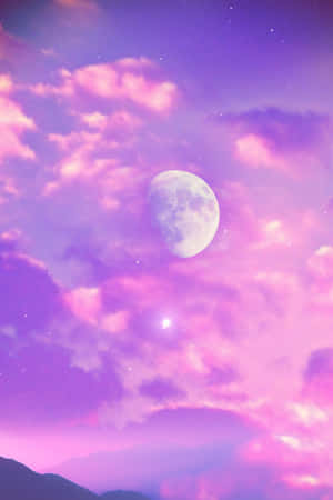 Fondo de pantalla nube estética psicodélica púrpura pastel con luna — Morado aesthetic GIF Fondos de pantalla