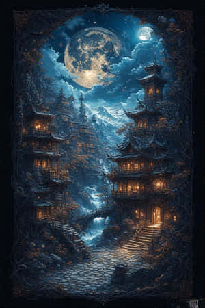 Tíbet, escena nocturna, gótico, surrealista, arte digital, fondo de pantalla, místico — iPhone 4 Fondos de pantalla