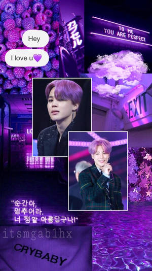 Fondo de pantalla estético de BTS Jimin en púrpura — Estética café Fondos de pantalla