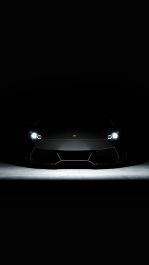 Fondo de pantalla de Lamborghini negro estético con faros blancos para iPhone — Lamborghini Fondos de pantalla