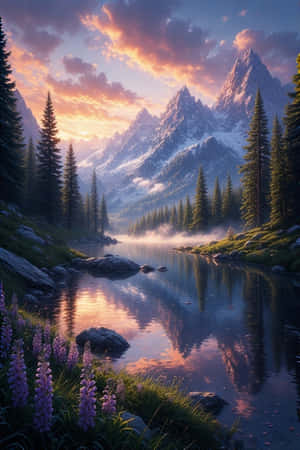 anime,bosque,hora dorada,flores silvestres,arroyo,luz solar,mágico,vívido,pacífico — Anime hermoso Fondos de pantalla