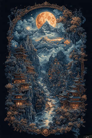Tíbet, escena nocturna, gótico, surrealista, arte digital — iPhone 4 Fondos de pantalla