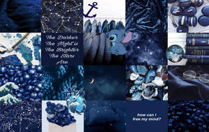 Fondo de pantalla collage estético temático azul oscuro para laptop — Azul oscuro aesthetic Fondos de pantalla