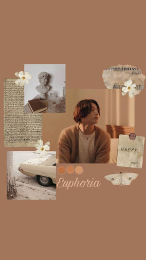 Fondo de pantalla collage estético beige de BTS Jungkook