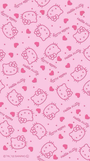 Fondo de pantalla de Hello Kitty rosa con corazones