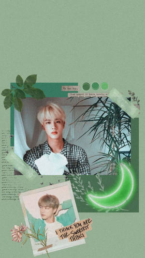 Fondo de pantalla verde estético de Jin de BTS — Estética de BTS Fondos de pantalla
