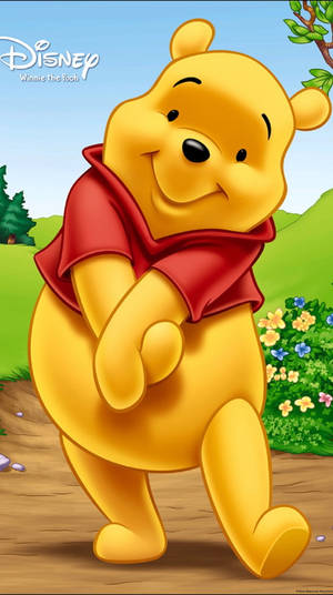 Fondo de pantalla lindo de Winnie The Pooh para iPhone con logo de Disney
