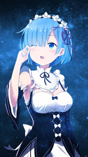 Fondo de pantalla galáctico para teléfono con Rem de Re:Zero — Teléfono galaxia Fondos de pantalla
