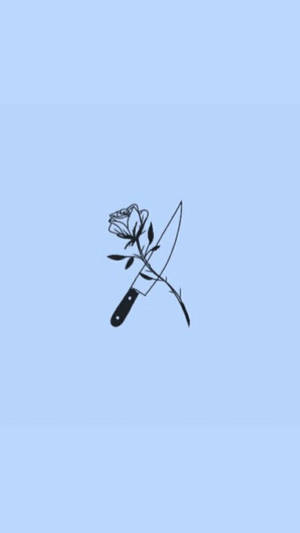 Fondo de pantalla estético de cuchillo y rosa para celular