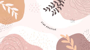 Fondo de PC lindo con tonos rosa y marrón y mensaje 'Mantente Positivo'