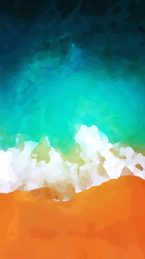 Fondo de pantalla de obra de arte de playa con pincel para iPhone 11.