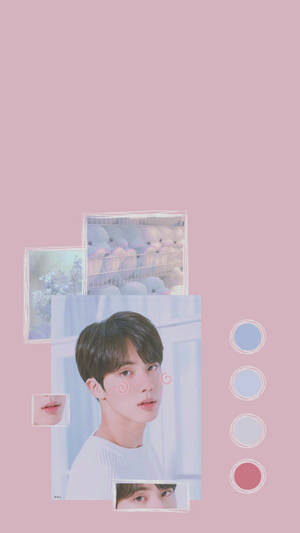Fondo estético de BTS con Jin sobre rosa — Estética de BTS Fondos de pantalla