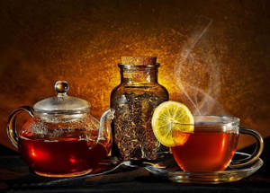 Fondo estético de té sobre marrón — Estética café Fondos de pantalla