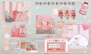 Fondo Kawaii Rosa Adorable con Personajes y Elementos Tiernos — Rosa Kawaii Fondos de pantalla