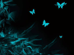 Fondo Oscuro Abstracto Hermoso con Mariposas Verde Azulado — Azul oscuro aesthetic Fondos de pantalla