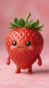 Una fresa linda con cara y extremidades. — Estético lindo GIF Fondos de pantalla