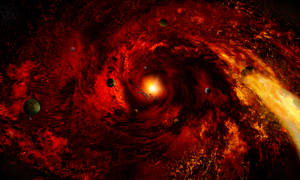 Fondo de pantalla HD de escritorio de Galaxia Espiral Roja en el Espacio Exterior