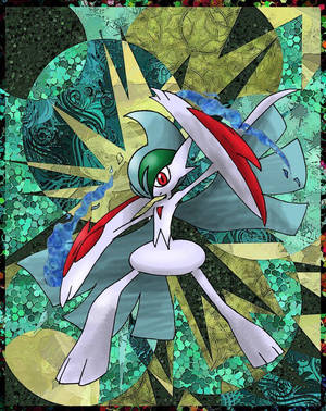 Gallade Poderoso en Fondo Abstracto Vibrante — Pokemon Fondos de pantalla