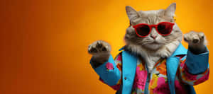 Gato Elegante Bailando con Atuendo de Fiesta