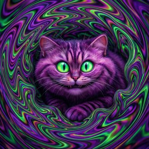 El Gato de Cheshire en un remolino de colores psicodélicos. — Gato de Cheshire Fondos de pantalla