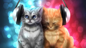 Gatos estéticos con audífonos — Gato aesthetic Fondos de pantalla