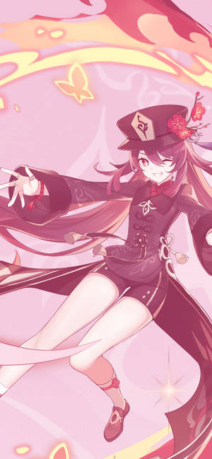 Fondo de pantalla rosa de Hu Tao de Genshin Impact — iPhone 13 Mini Fondos de pantalla