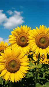 Girasoles brillantes contra un cielo azul, fondo de pantalla estético floral de verano. — Estética de verano Fondos de pantalla