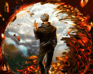 Satoru Gojo con lava en fondo de pantalla de anime de Jujutsu Kaisen