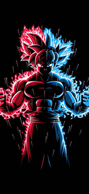 Goku Azul y Rojo de Dragon Ball Z para iPhone — iPhone 17e Fondos de pantalla