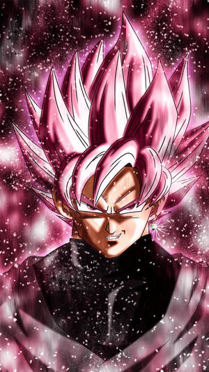 Goku negro con efecto de brillantina rosa