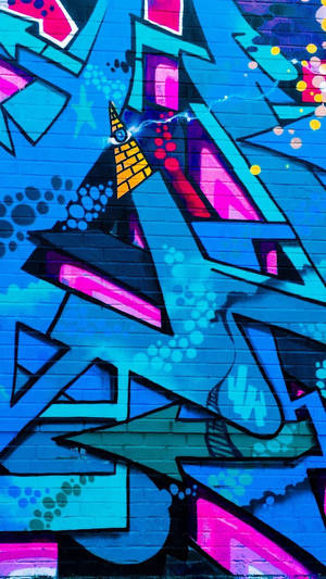Graffiti abstracto rosa y azul en pared para iPhone — Arte abstracto GIF Fondos de pantalla