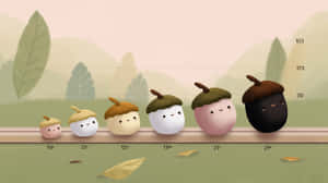 bellota, lindo, personaje, crecimiento, naturaleza, progresión, medición, otoño, juguetón, gráfico, educación, desarrollo, dulce, natural, simple