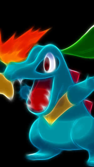 Gráfico de Totodile Neón — Pokemon Teléfono Fondos de pantalla