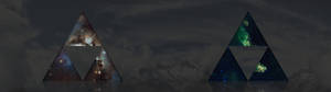 Fondo de pantalla de doble pantalla con símbolo triforce galáctico.