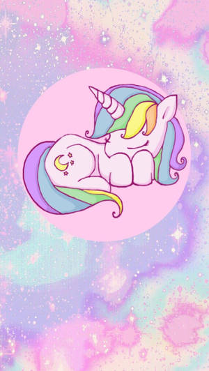 Fondo de pantalla kawaii de unicornio arcoíris galaxia.