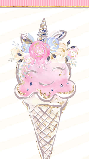 Helado Lindo con Carita Sonriente Rosa — Estética crema Fondos de pantalla
