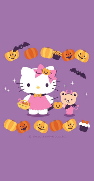 Hello Kitty Halloween Morado Gráfico fondo de pantalla — Hello Kitty Halloween Fondos de pantalla