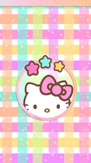 Fondo de pantalla de Hello Kitty kawaii tejido en colores pastel.