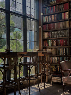 Hermosa ilustración de biblioteca contemporánea — Estético minimalista GIF Fondos de pantalla