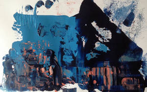 Fondo de pantalla abstracto de pintura azul manchada