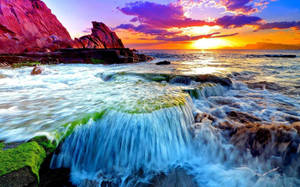 Fondo de pantalla de hermosa vista al océano — Atardecer en la playa Fondos de pantalla