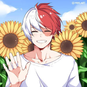 Hermoso Todoroki en jardín de girasoles fondo de pantalla — Todoroki lindo Fondos de pantalla