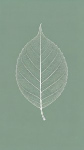 Contorno de hoja blanca sobre fondo verde salvia.