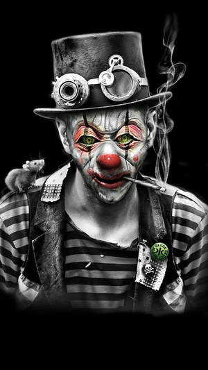 Hombre Teléfono Escala de Grises Payaso Fumando