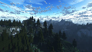 Fondo de pantalla de Minecraft HD vista nublada bosque verde